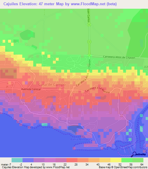 Cajuiles,Dominican Republic Elevation Map