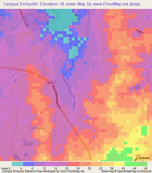 Cacique Enriquillo,Dominican Republic Elevation Map