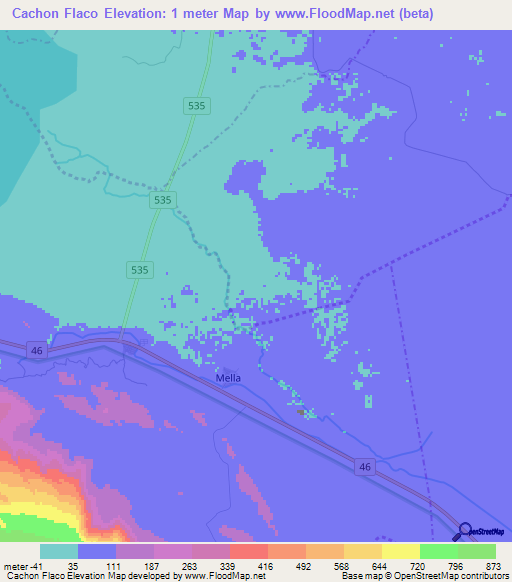 Cachon Flaco,Dominican Republic Elevation Map