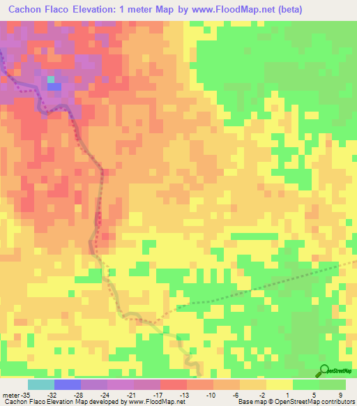 Cachon Flaco,Dominican Republic Elevation Map