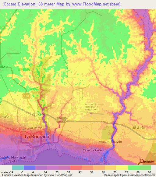 Cacata,Dominican Republic Elevation Map