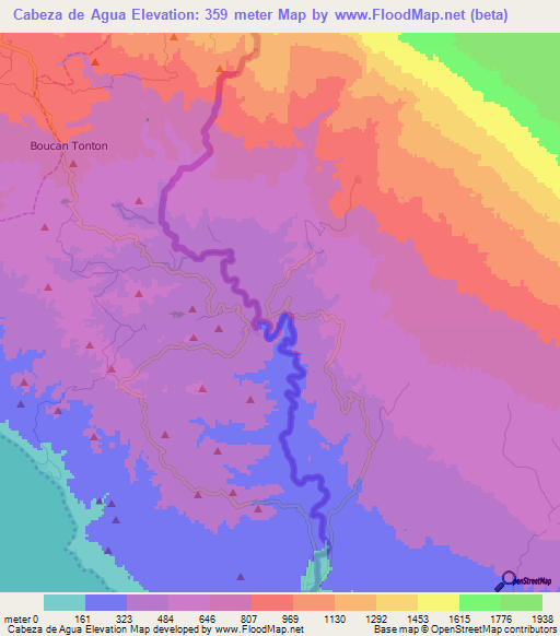 Cabeza de Agua,Dominican Republic Elevation Map