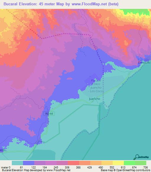 Bucaral,Dominican Republic Elevation Map