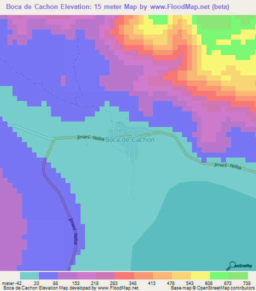 Boca de Cachon,Dominican Republic Elevation Map