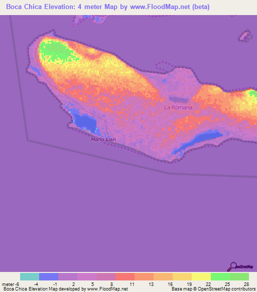 Boca Chica,Dominican Republic Elevation Map