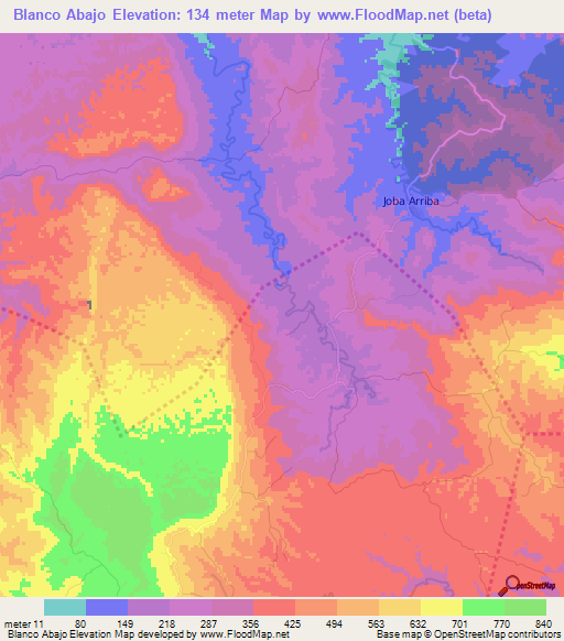 Blanco Abajo,Dominican Republic Elevation Map