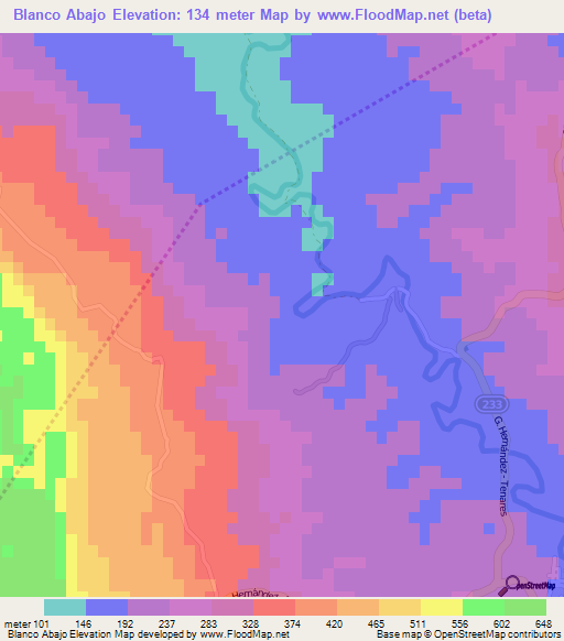 Blanco Abajo,Dominican Republic Elevation Map