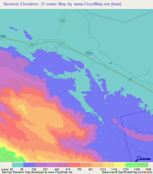 Bermesi,Dominican Republic Elevation Map