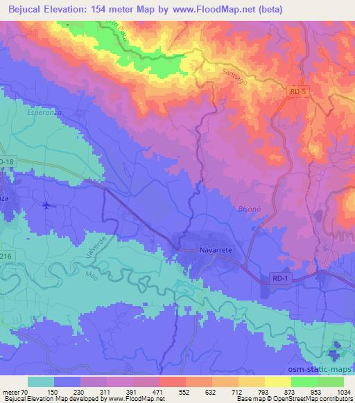 Bejucal,Dominican Republic Elevation Map