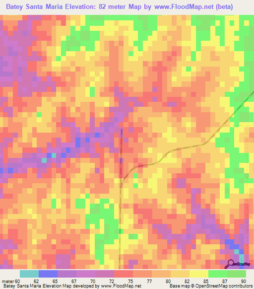 Batey Santa Maria,Dominican Republic Elevation Map