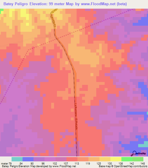 Batey Peligro,Dominican Republic Elevation Map