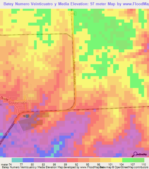 Batey Numero Veinticuatro y Media,Dominican Republic Elevation Map