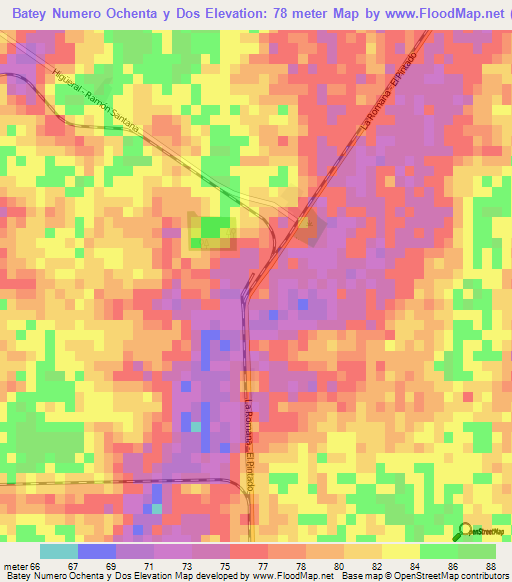 Batey Numero Ochenta y Dos,Dominican Republic Elevation Map