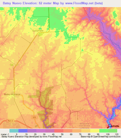 Batey Nuevo,Dominican Republic Elevation Map