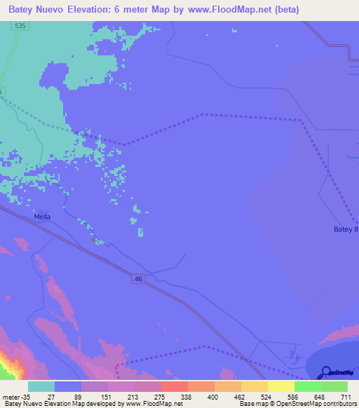 Batey Nuevo,Dominican Republic Elevation Map