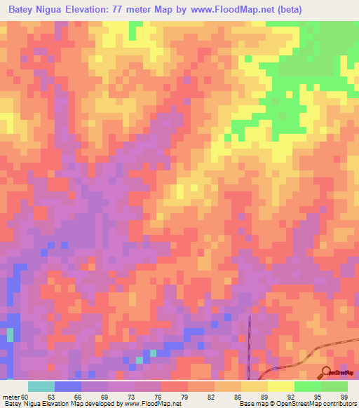 Batey Nigua,Dominican Republic Elevation Map