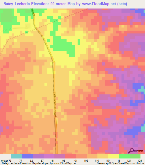 Batey Lecheria,Dominican Republic Elevation Map