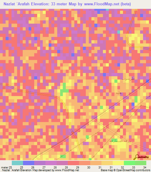 Nazlat `Arafah,Egypt Elevation Map