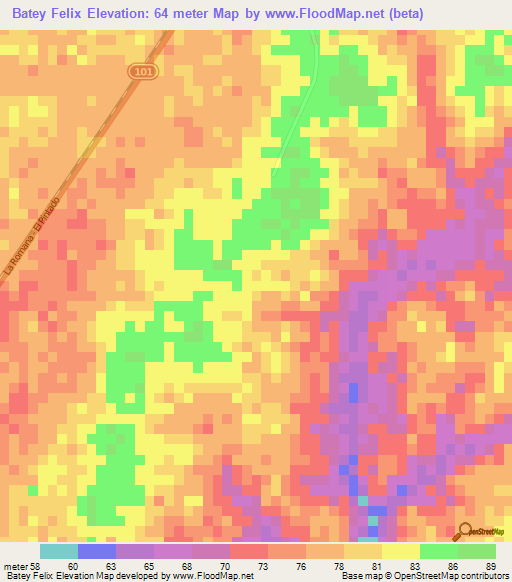 Batey Felix,Dominican Republic Elevation Map