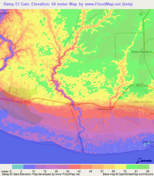 Batey El Gato,Dominican Republic Elevation Map