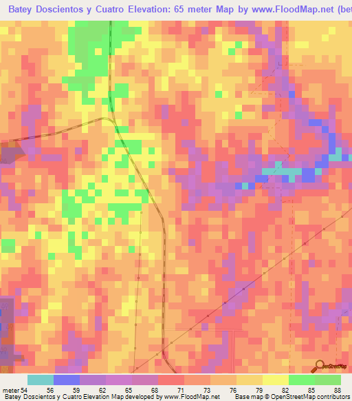 Batey Doscientos y Cuatro,Dominican Republic Elevation Map