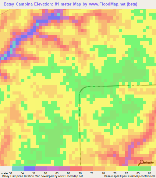 Batey Campina,Dominican Republic Elevation Map