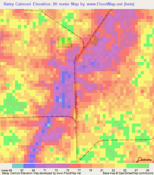 Batey Caimoni,Dominican Republic Elevation Map