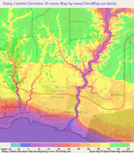 Batey Caimito,Dominican Republic Elevation Map