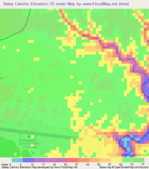 Batey Caimito,Dominican Republic Elevation Map