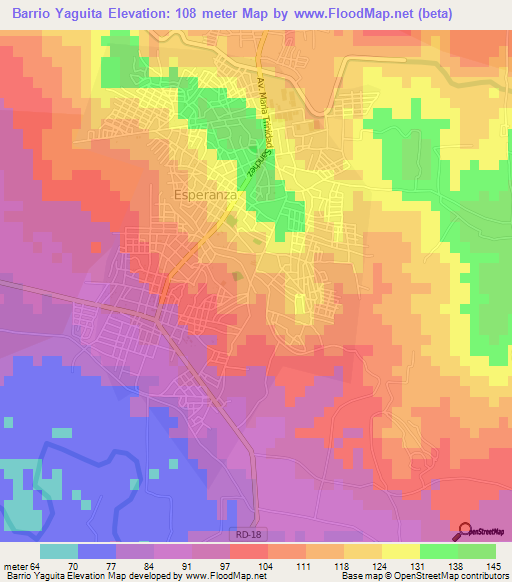 Barrio Yaguita,Dominican Republic Elevation Map