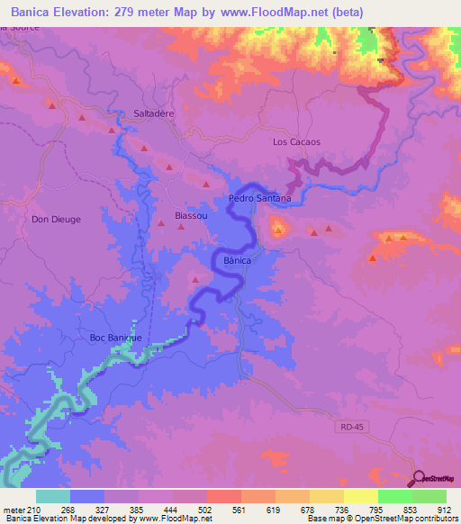 Banica,Dominican Republic Elevation Map