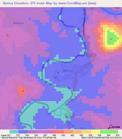 Banica,Dominican Republic Elevation Map