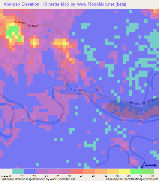 Arenoso,Dominican Republic Elevation Map