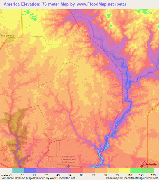 America,Dominican Republic Elevation Map