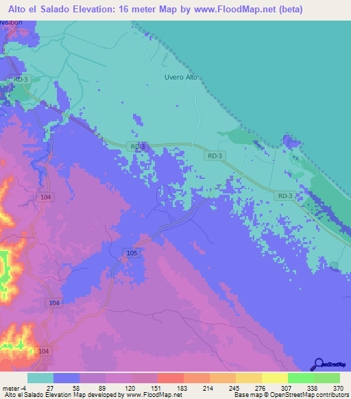 Alto el Salado,Dominican Republic Elevation Map