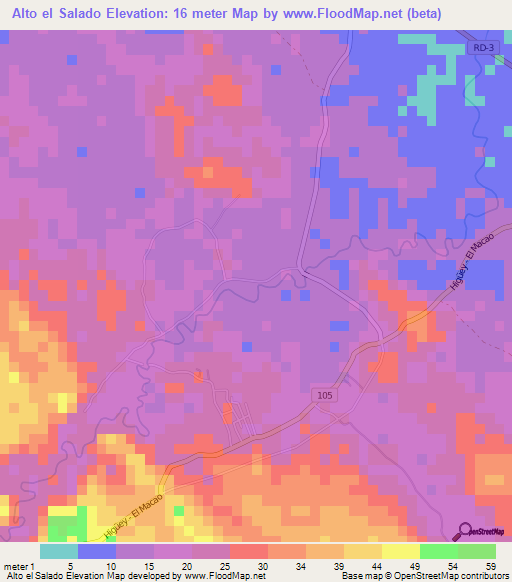 Alto el Salado,Dominican Republic Elevation Map