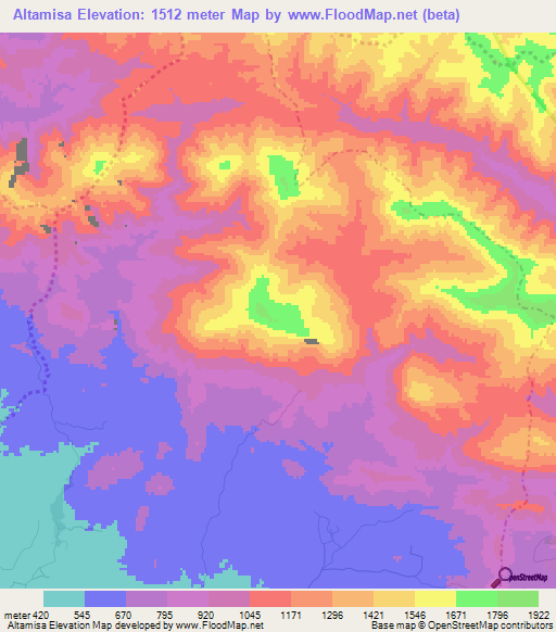 Altamisa,Dominican Republic Elevation Map