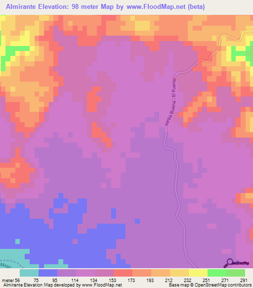 Almirante,Dominican Republic Elevation Map