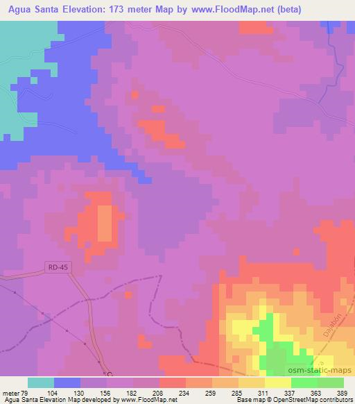 Agua Santa,Dominican Republic Elevation Map