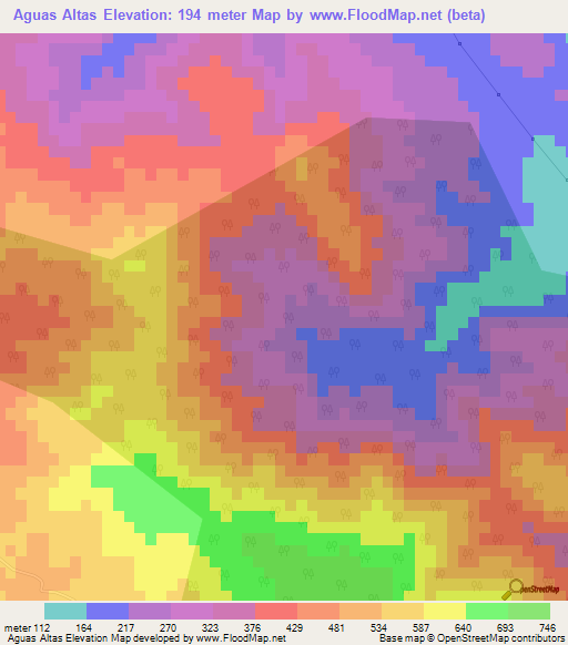 Aguas Altas,Dominican Republic Elevation Map