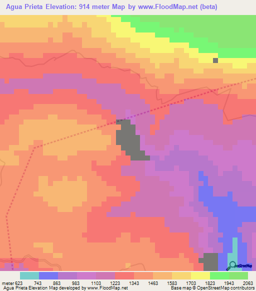 Agua Prieta,Dominican Republic Elevation Map