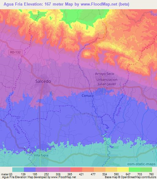 Agua Fria,Dominican Republic Elevation Map