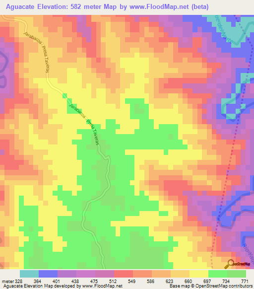 Aguacate,Dominican Republic Elevation Map