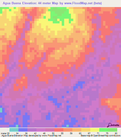 Agua Buena,Dominican Republic Elevation Map