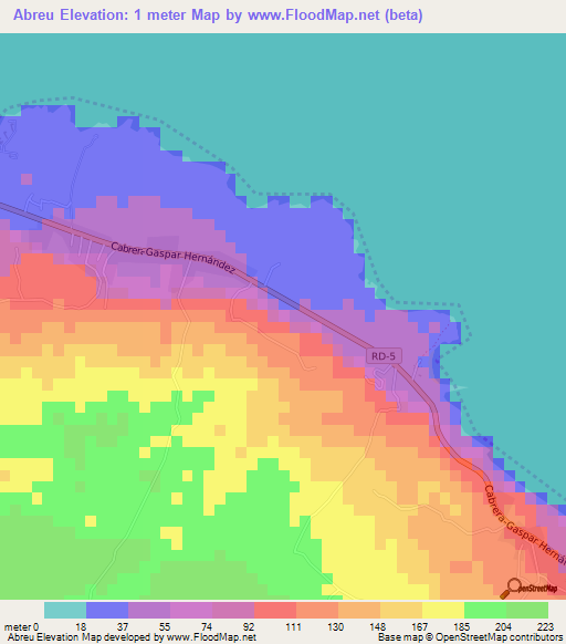 Abreu,Dominican Republic Elevation Map