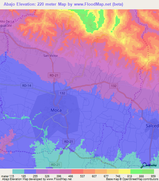 Abajo,Dominican Republic Elevation Map