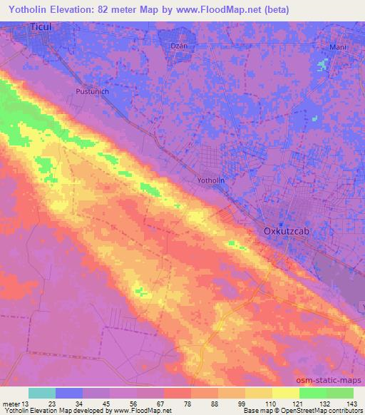 Yotholin,Mexico Elevation Map