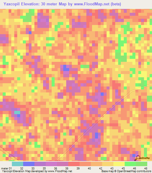 Yaxcopil,Mexico Elevation Map