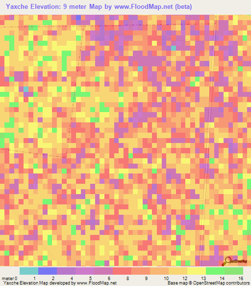 Yaxche,Mexico Elevation Map