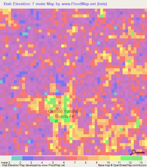 Xtab,Mexico Elevation Map